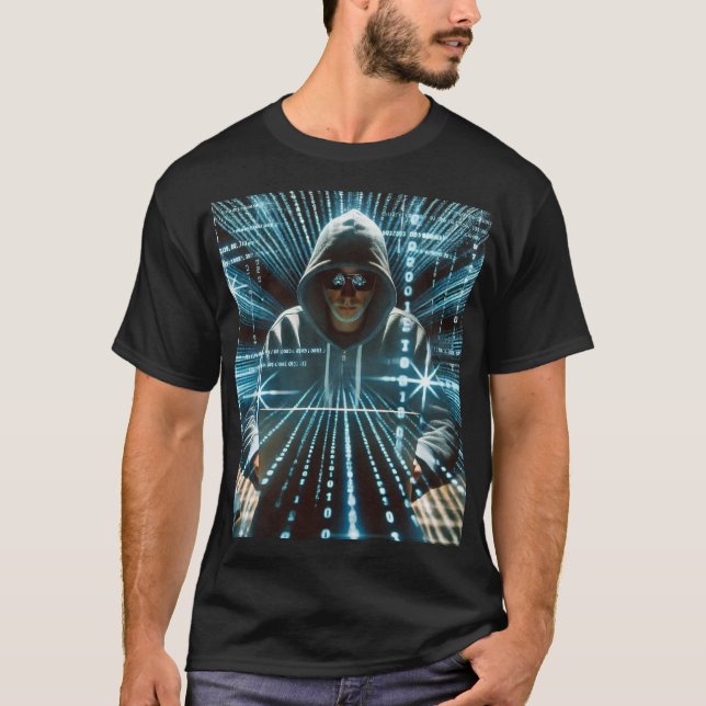 # fashionable fas: black men tshirt with hacker pr (Front)