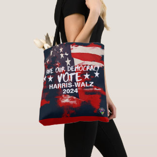 Fashionable Flag motif Vote Harris-Walz 2024 Tote Bag