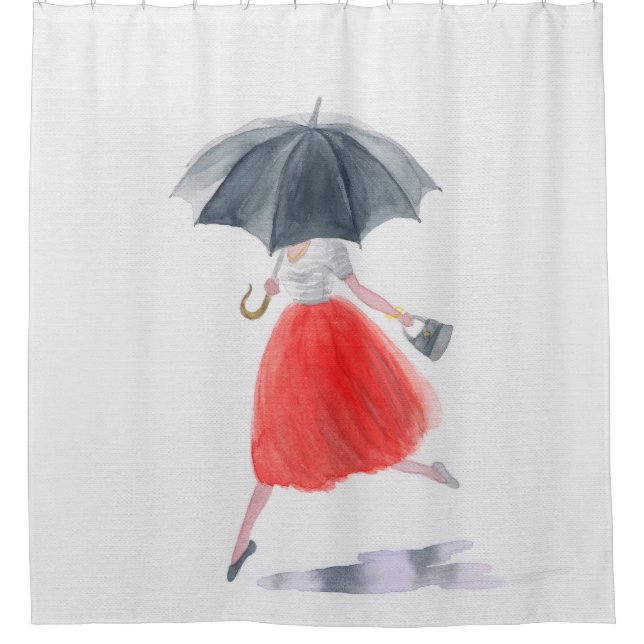Fashionable Girl: Umbrella Rain Illustration (Front)