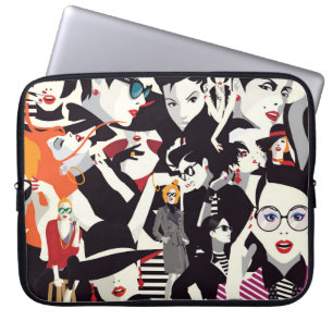 Fashionable girls collage: pop art laptop sleeve
