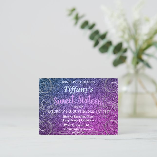 Fashionable Glitter Birthday Invitation (Standing Front)