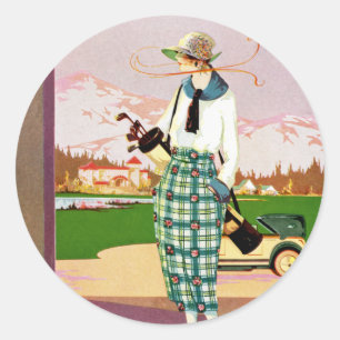 Fashionable Golf Attire Classic Round Sticker