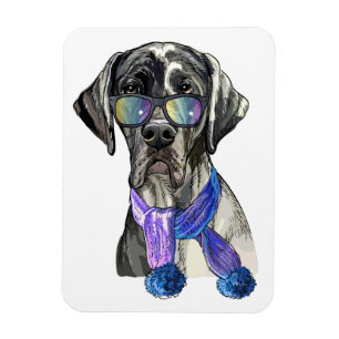 Fashionable Great Dane hipster Throw Pillow Magnet
