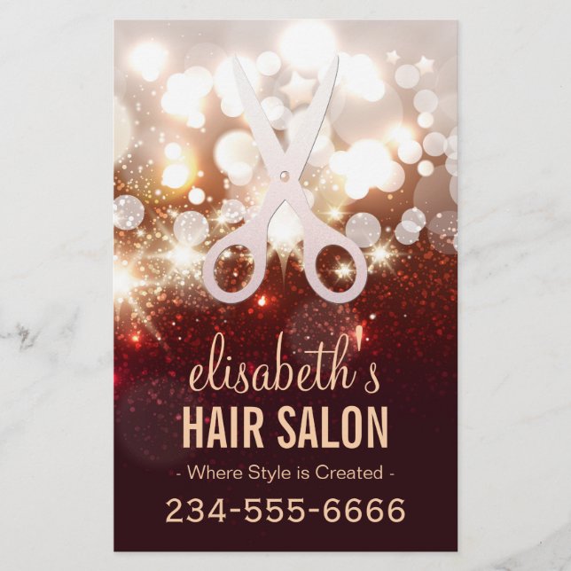 Fashionable Hair Stylist - Gold Glitter Sparkle Flyer (Front)