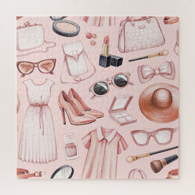 Fashionable Illustrations: Chic Seamless Pattern. Jigsaw Puzzle (Vertical)