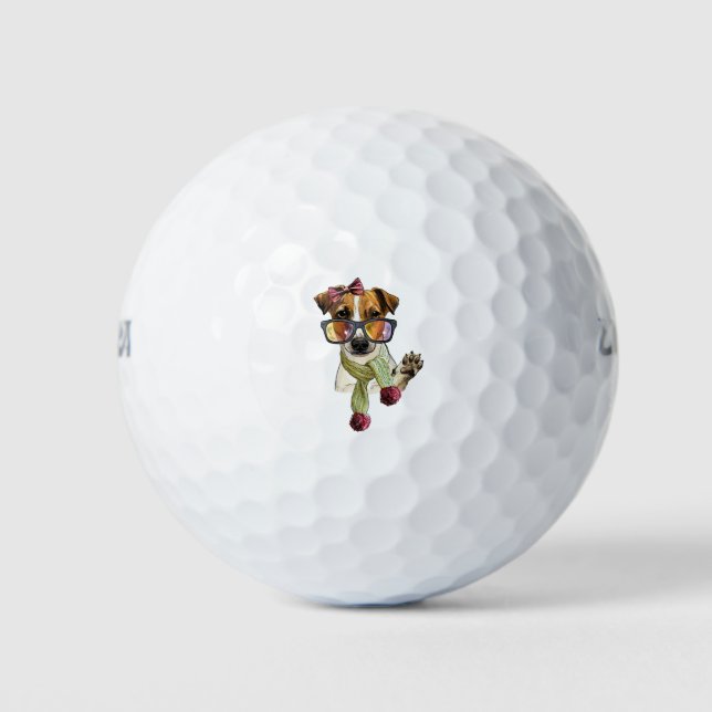 Fashionable jack russell terrier hipster golf balls (Front)
