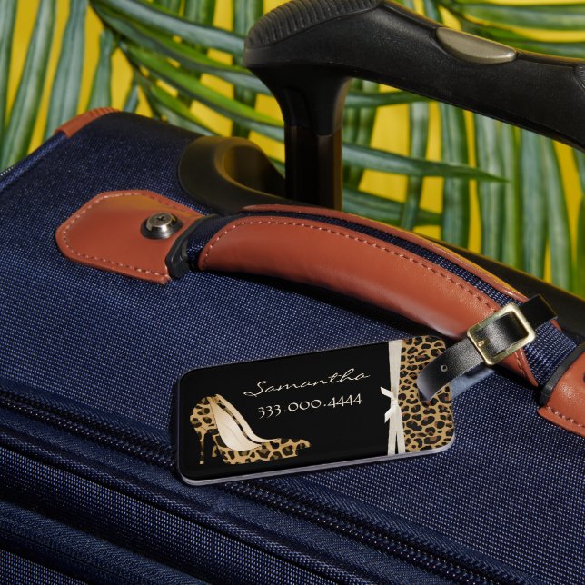 Fashionable Jaguar Silettos Personalized Luggage Tag (Front Insitu 3)