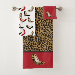 Fashionable Jaguar Stiletto Heels Bath Towel Set