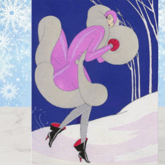 Fashionable lady in winter card