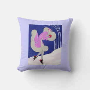 Fashionable lady in winter throw pillow