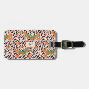 Fashionable leopard print, birds of Paradise Luggage Tag