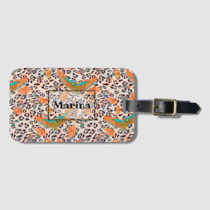 Fashionable leopard print birds personalized luggage tag