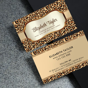 Fashionable Leopard Print Pattern Social Media  Business Card