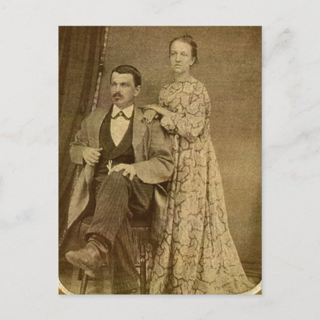 Fashionable Newlywed Couple circa 1870 Postcard (Front)
