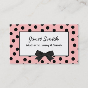 Fashionable Pink and Black Polka Dot Mommy Card