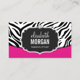 Fashionable Pink Black Zebra Print Appointment Card