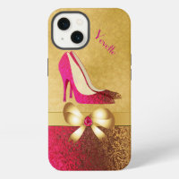 Fashionable Pink & Gold Tone Stiletto Case-Mate iP