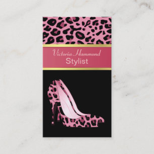 Fashionable Pink Jaguar Print Business Card