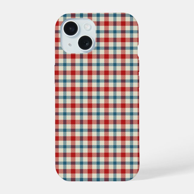Fashionable Plaid iPhone 15 Case (Back)