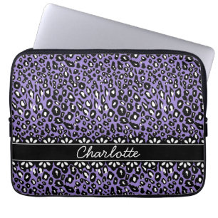 Fashionable Purple Leopard Print and Lace Laptop Sleeve
