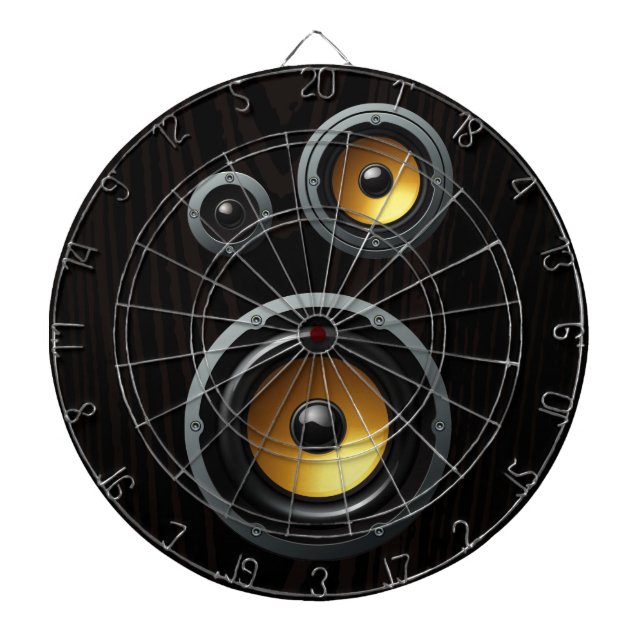 Fashionable Retro Wood Grain Speaker Trio Dartboard (Front)