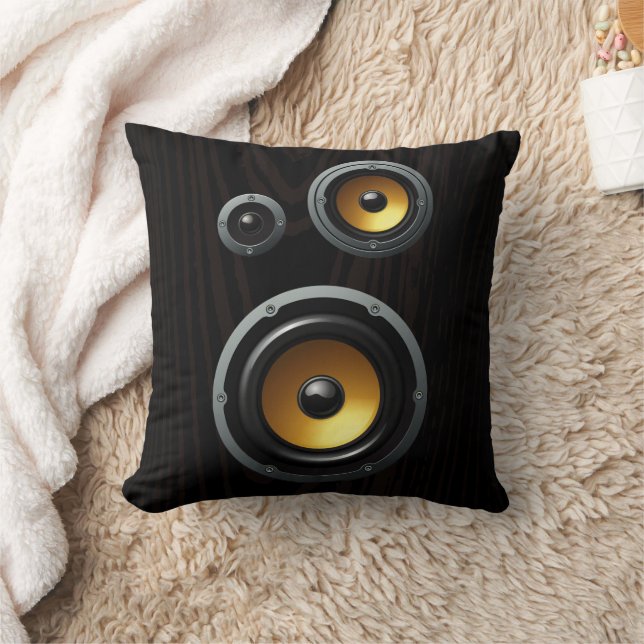 Fashionable Retro Wood Grain Speaker Trio Throw Pillow (Blanket)