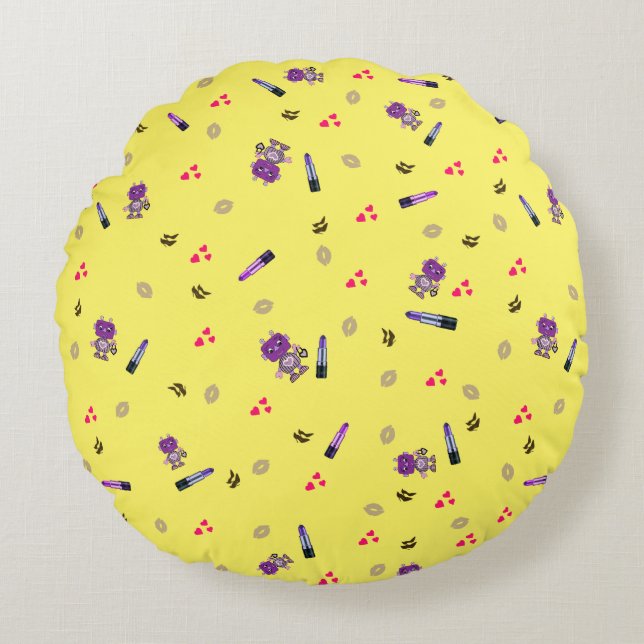 Fashionable robot round pillow (Front)
