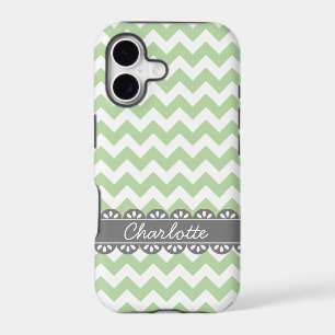 Fashionable Sage Chevron and Grey Lace