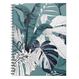 Fashionable seamless tropical pattern with tropica notebook