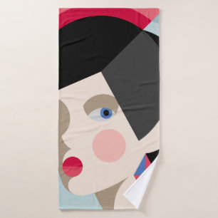 Fashionable stylish woman. Modernist style woman h Bath Towel