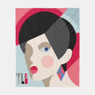 Fashionable stylish woman. Modernist style woman h Fleece Blanket