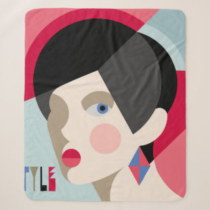 Fashionable stylish woman. Modernist style woman h Sherpa Blanket