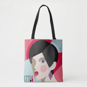 Fashionable stylish woman. Modernist style woman h Tote Bag