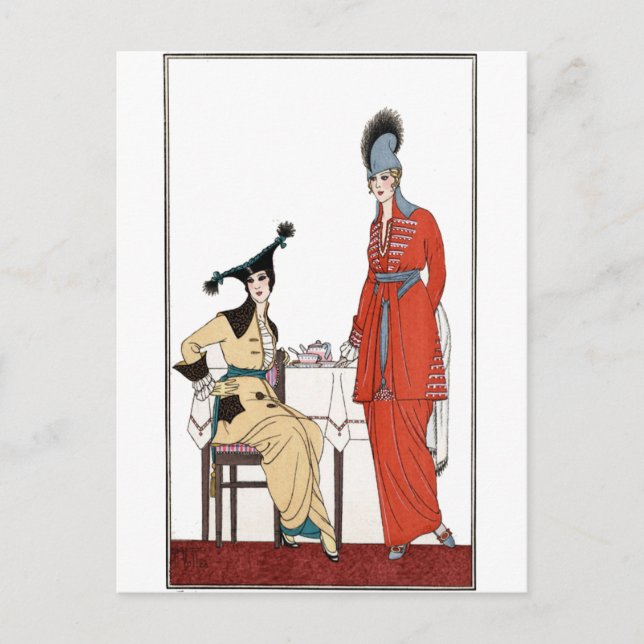 Fashionable Vintage Afternoon Tea Postcard (Front)