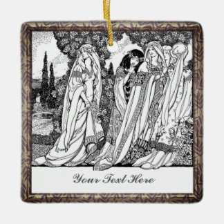 Fashionable Vintage Ladies Ceramic Ornament
