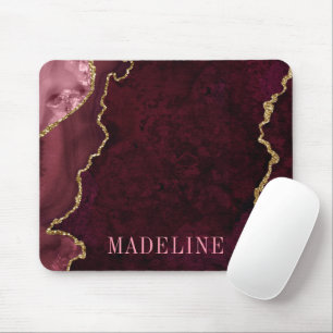 Fashionable Watercolor Rose Gold Marble Geode Mouse Pad