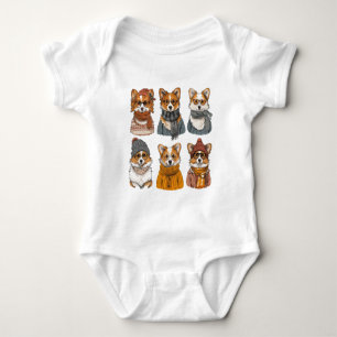 Fashionable Welsh Corgi Dogs Baby Bodysuit
