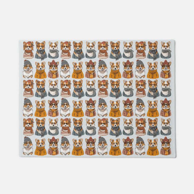Fashionable Welsh Corgi Dogs Doormat (Front)