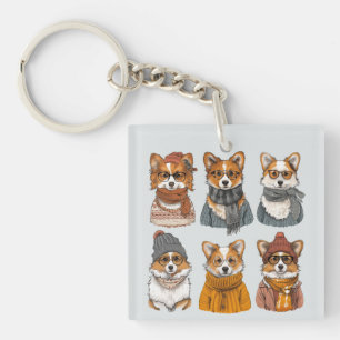 Fashionable Welsh Corgi Dogs Keychain