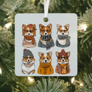Fashionable Welsh Corgi Dogs Metal Ornament