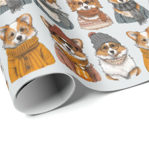 Fashionable Welsh Corgi Dogs Wrapping Paper