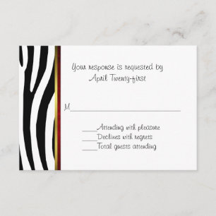 Fashionable Zebra Pattern Wedding RSVP Card