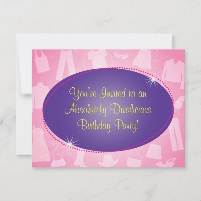 Fashionista Birthday Party Invitation (Front)