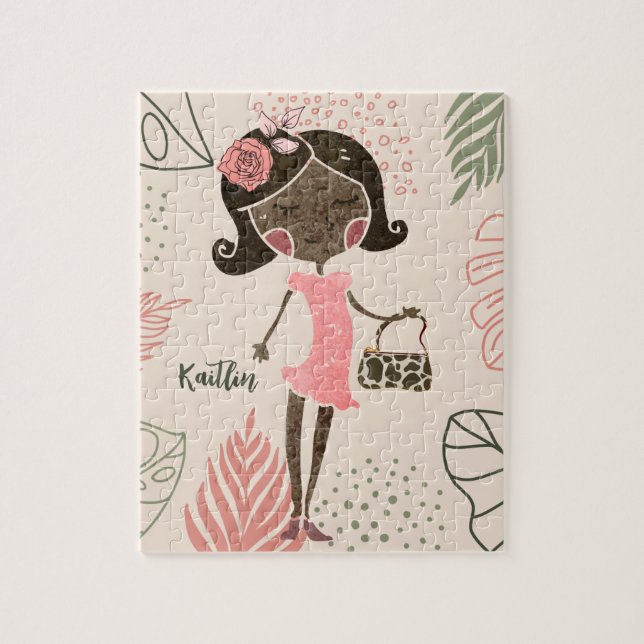 Fashionista Black Girl Personnalisé Jigsaw Puzzle (Vertical)
