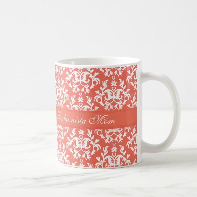 Fashionista Maman damask emberglow tendance mug (Droite)