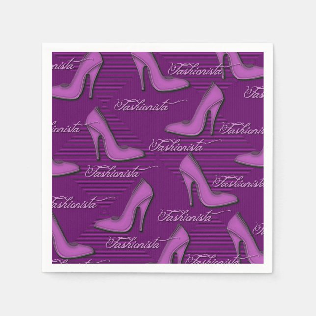 Fashionista Pink Shoes Pattern Napkins (Front)