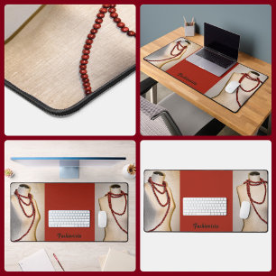 Fashionista Red Beads on Fashion Mannequin Fashion Desk Mat