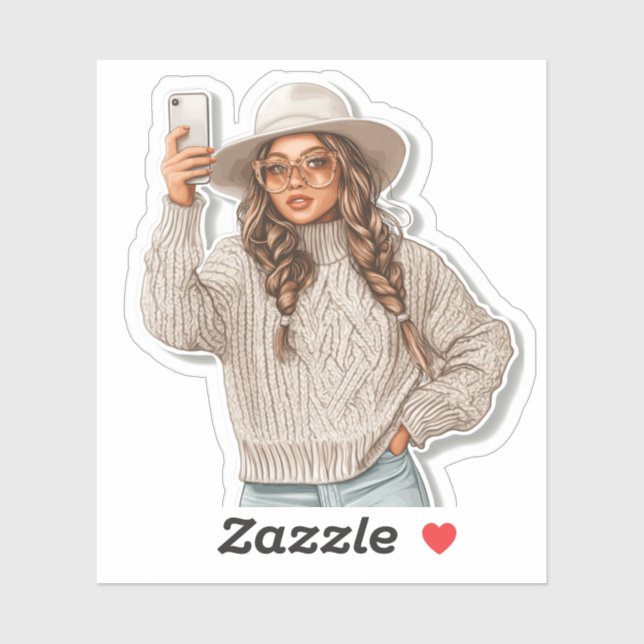 Fashionista Taking Selfie Sticker (Sheet)