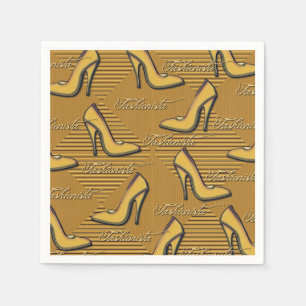 Fashionista Yellow Shoes Pattern Napkins
