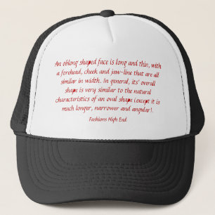 Fashions High End Oblong Shape Face Black + White Trucker Hat